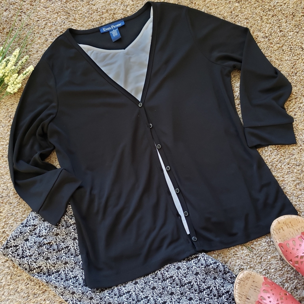 Black 3/4 Sleeve Cardigan